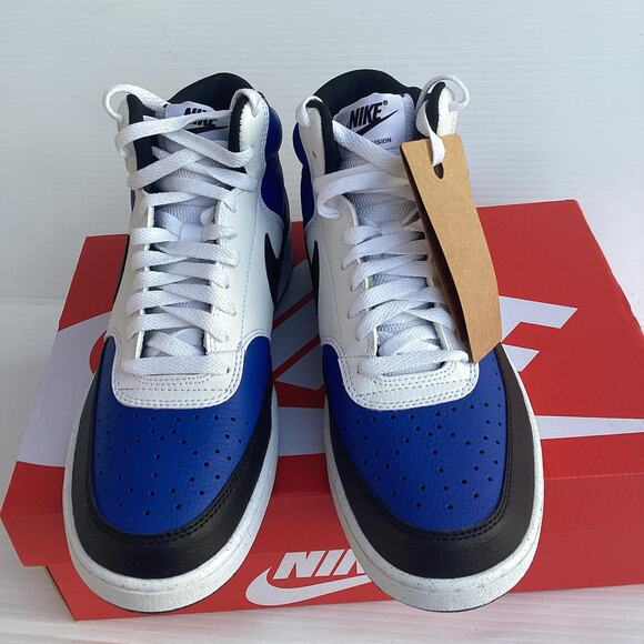 Nike Court Vision Mid Sneaker Shoes Mens 9.5 Blue Black White Athletic New - Picture 1 of 9